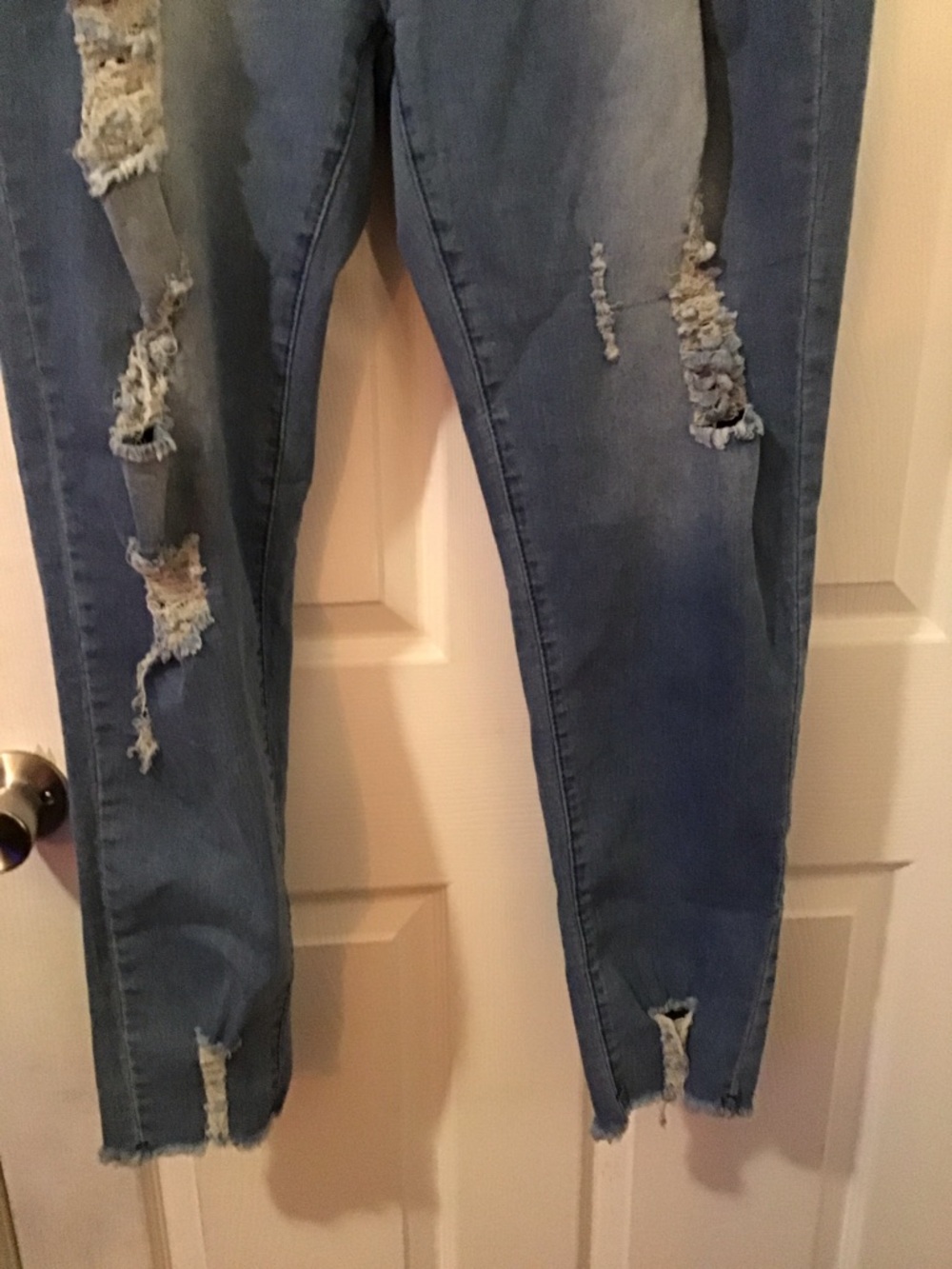 Distressed Blue Drawstring Jeans - Picture 2 of 6